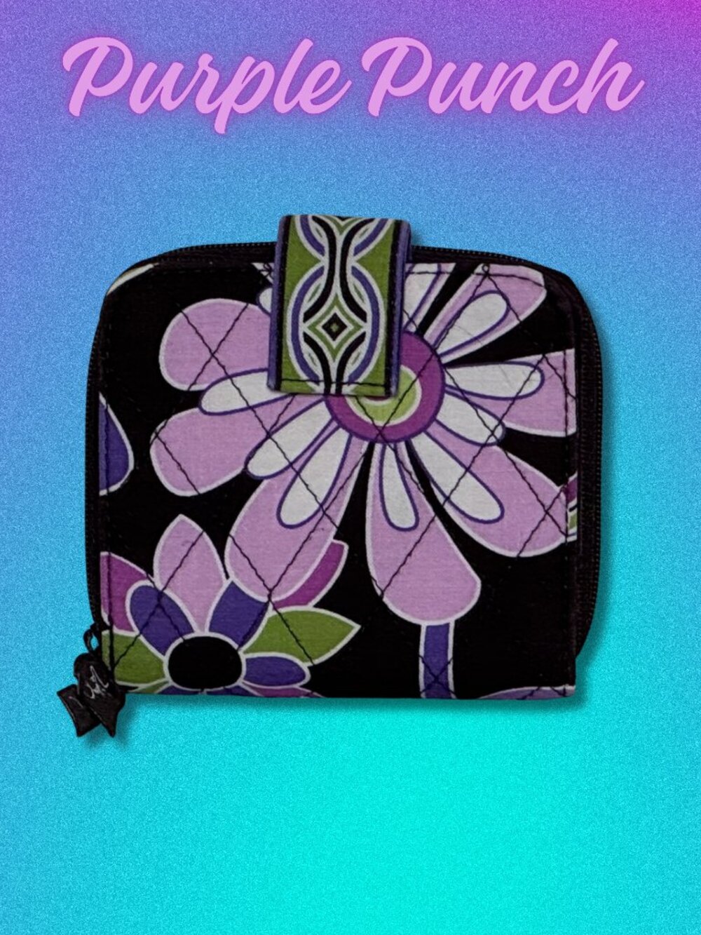 Vera Bradley Purple Punch Wallet Retired 2009 Y2K McBling Floral